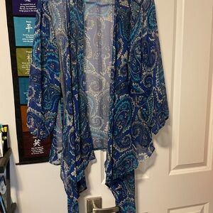 Elegant Blue Paisley Women's Kimono Blouse